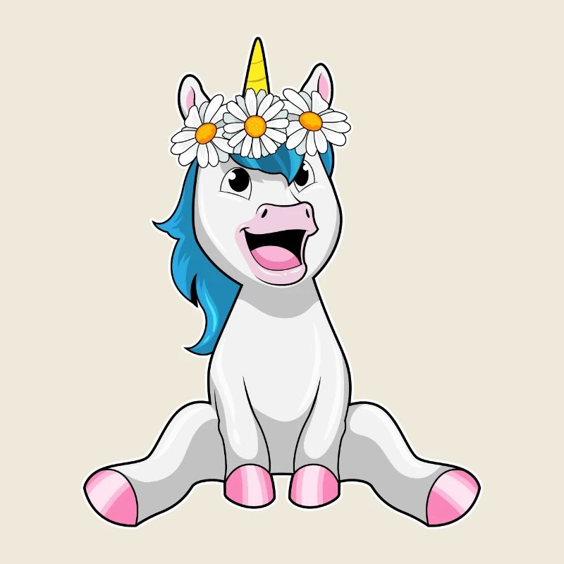 Einhorn mit Bumen Gänseblümchen