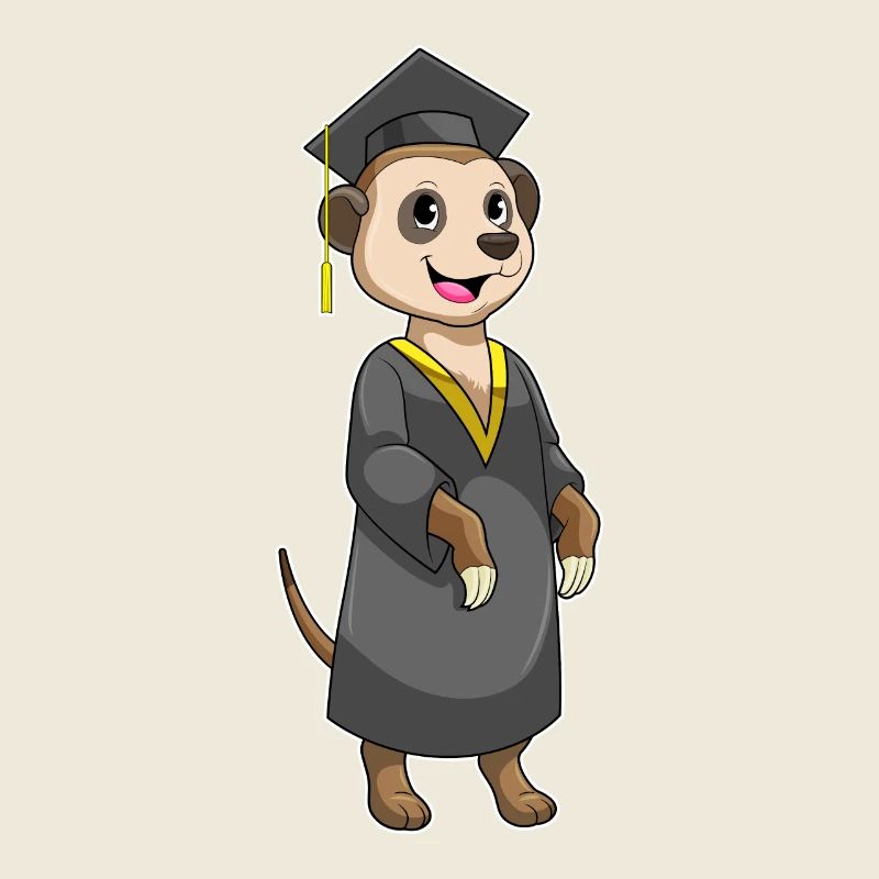 Erdmännchen als Student mit Diplom