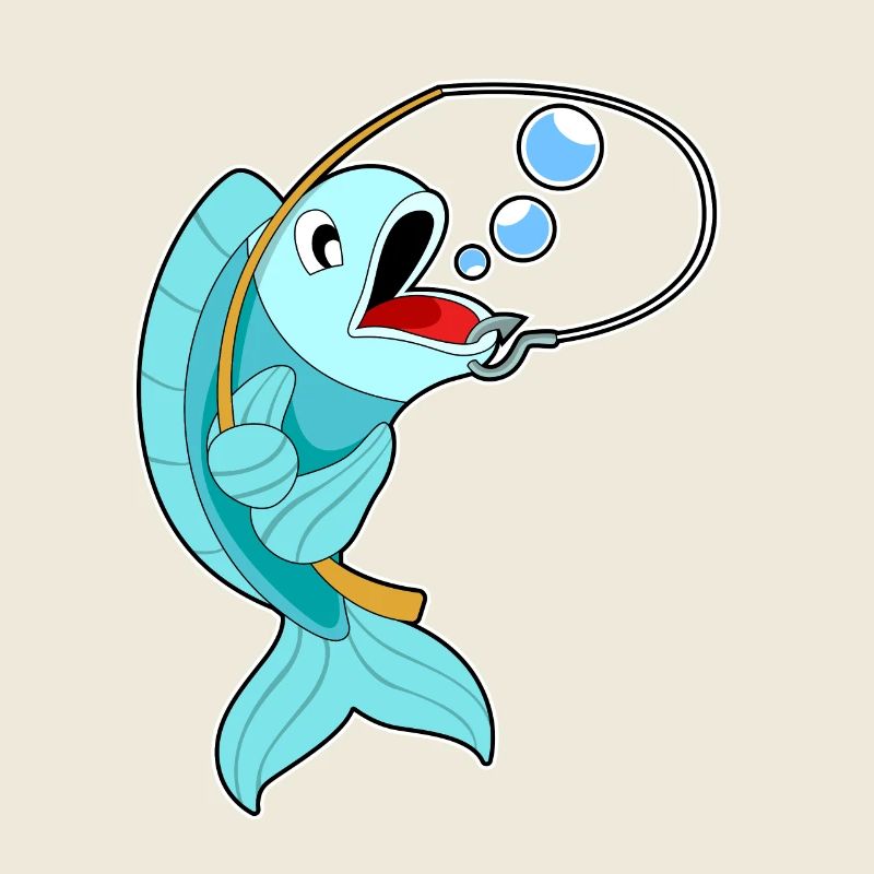 Poisson avec canne à pêche