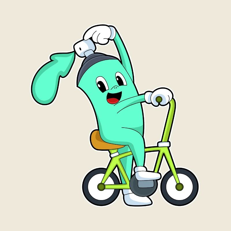 Spray can with bicycle