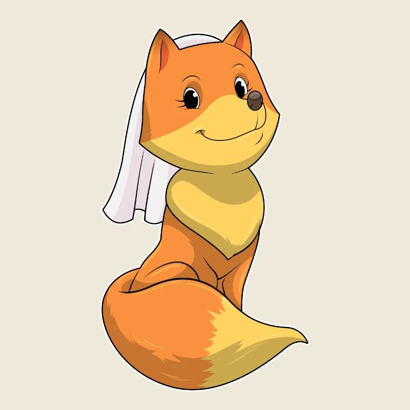 Fuchs als Braut mit Schleier