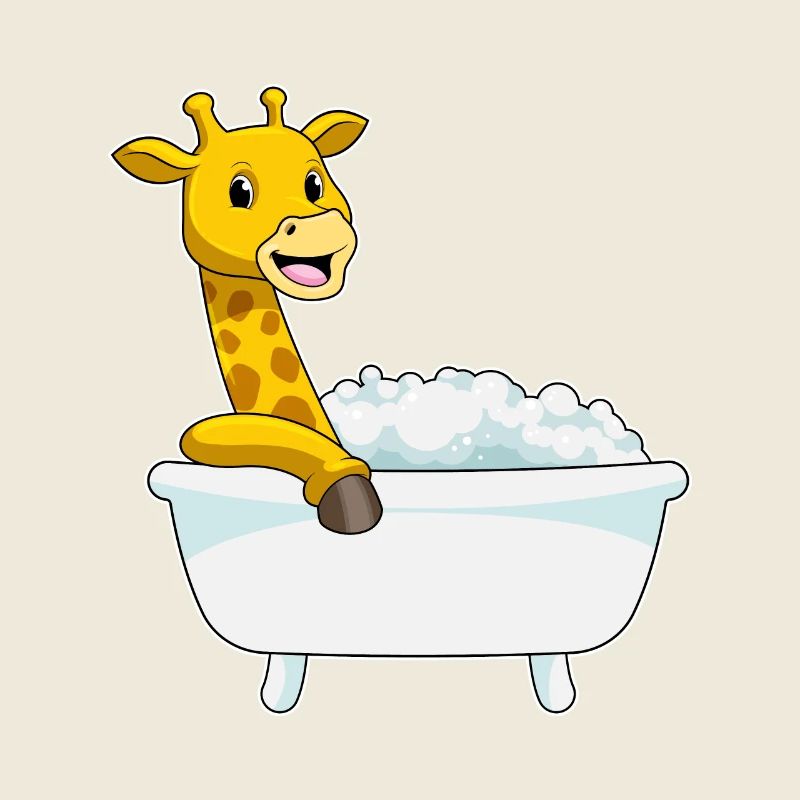 Girafe avec baignoire en mousse
