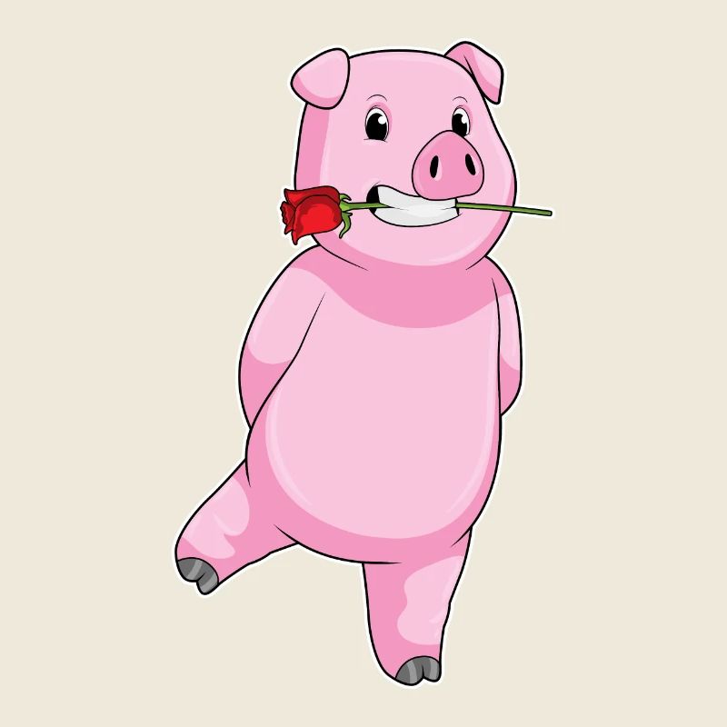 Cochon à fleur de rose