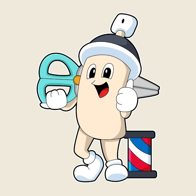 Laque de coiffure comme coiffeur avec des ciseaux