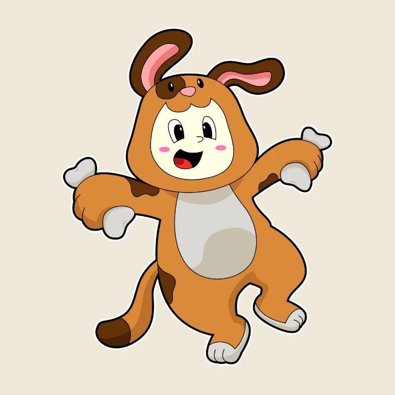 Chien avec des os comme un lapin