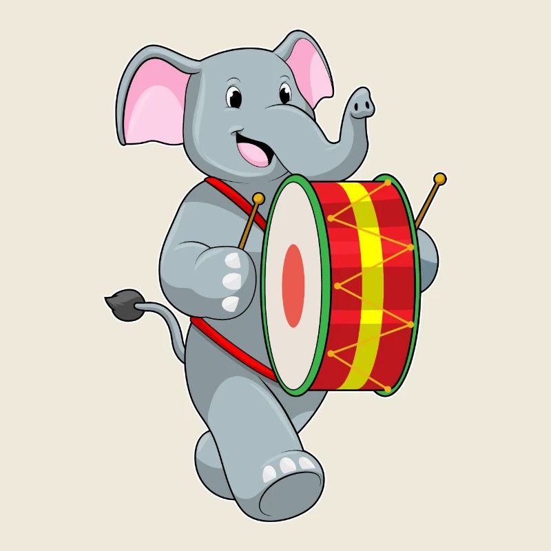 Elephant comme musicien avec tambour