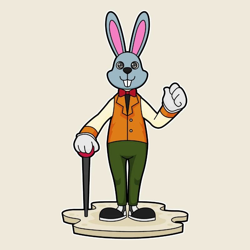 Rabbit as a gentleman with a walking stick