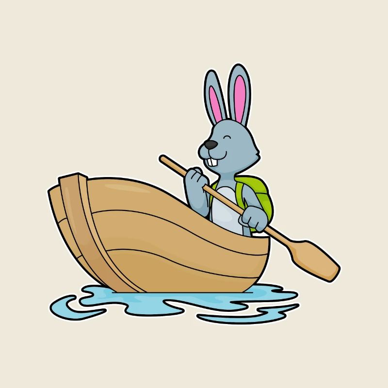 Hase mit Boot & Paddel