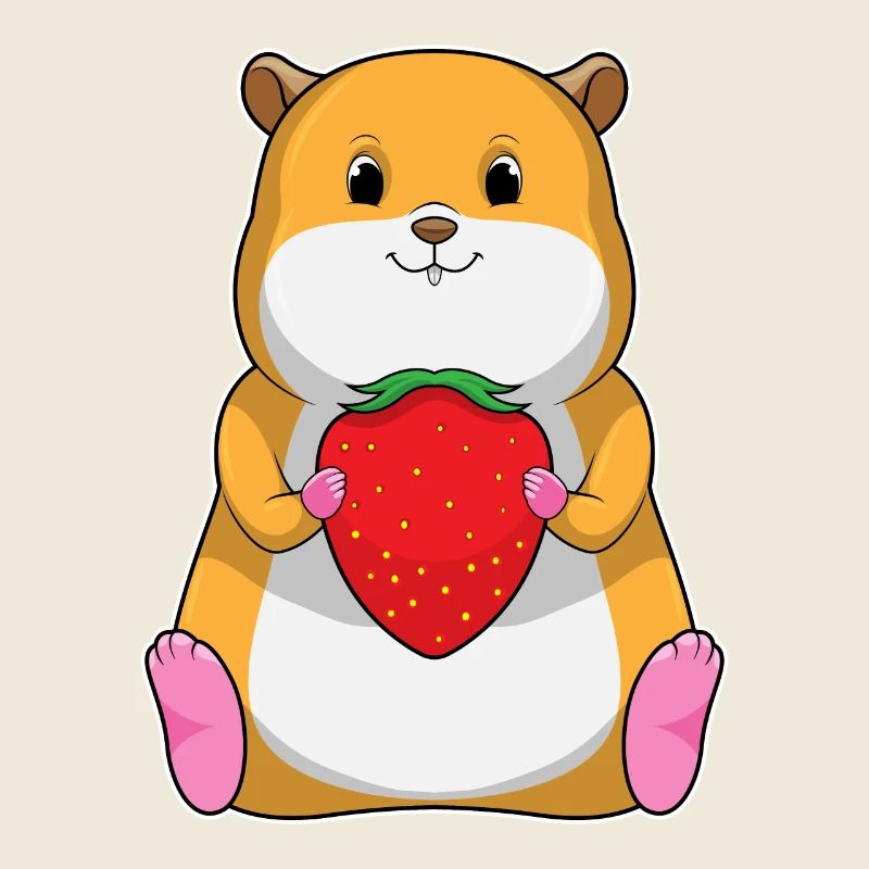 Hamster mit Erdbeere