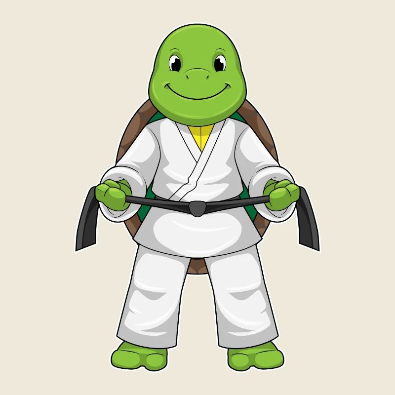 Turtle in martial arts with black belt