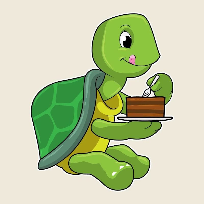 Turtle with cake