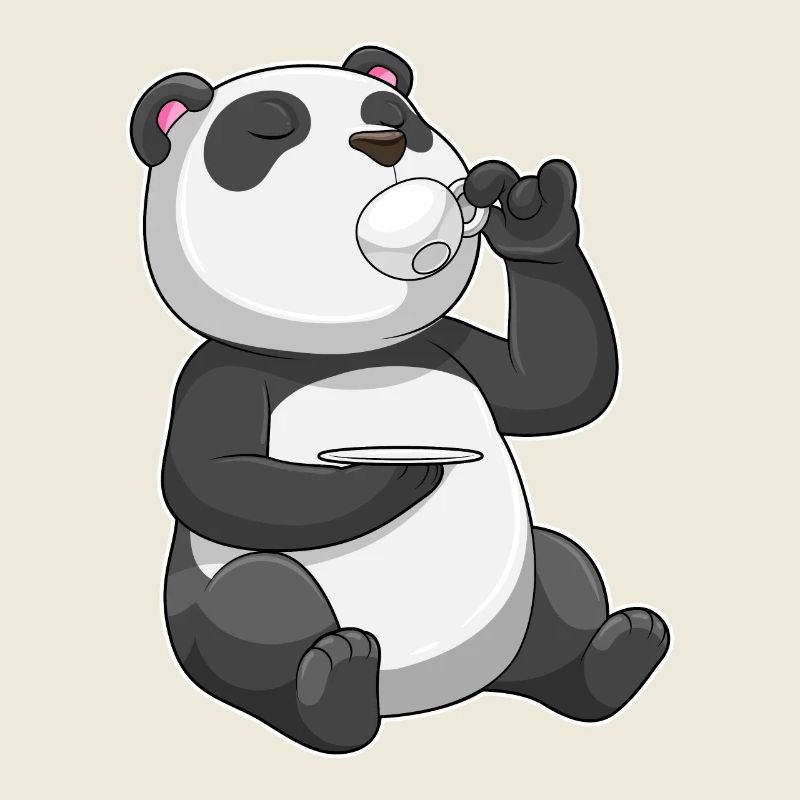 Panda mit Tasse Tee