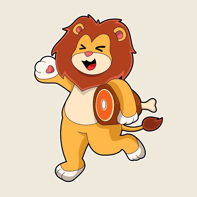 Lion with meat