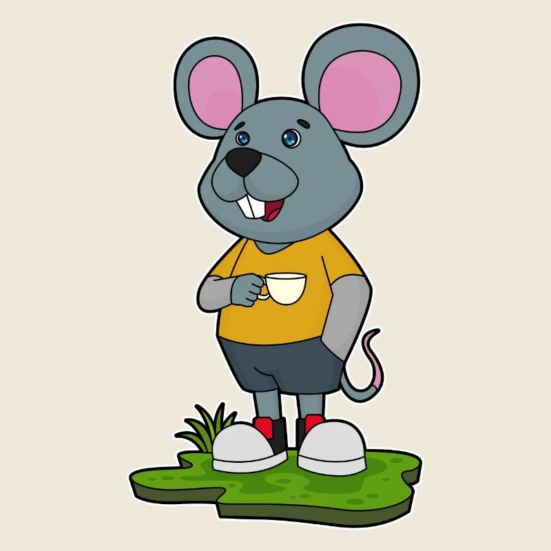 Maus mit Kaffeetasse