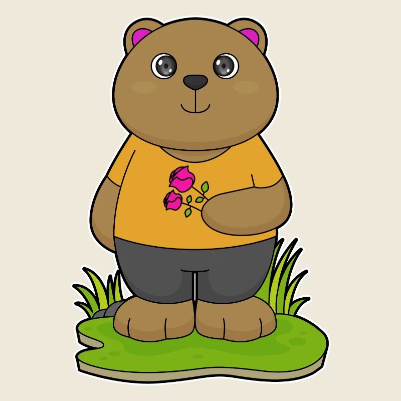 Ours avec des fleurs