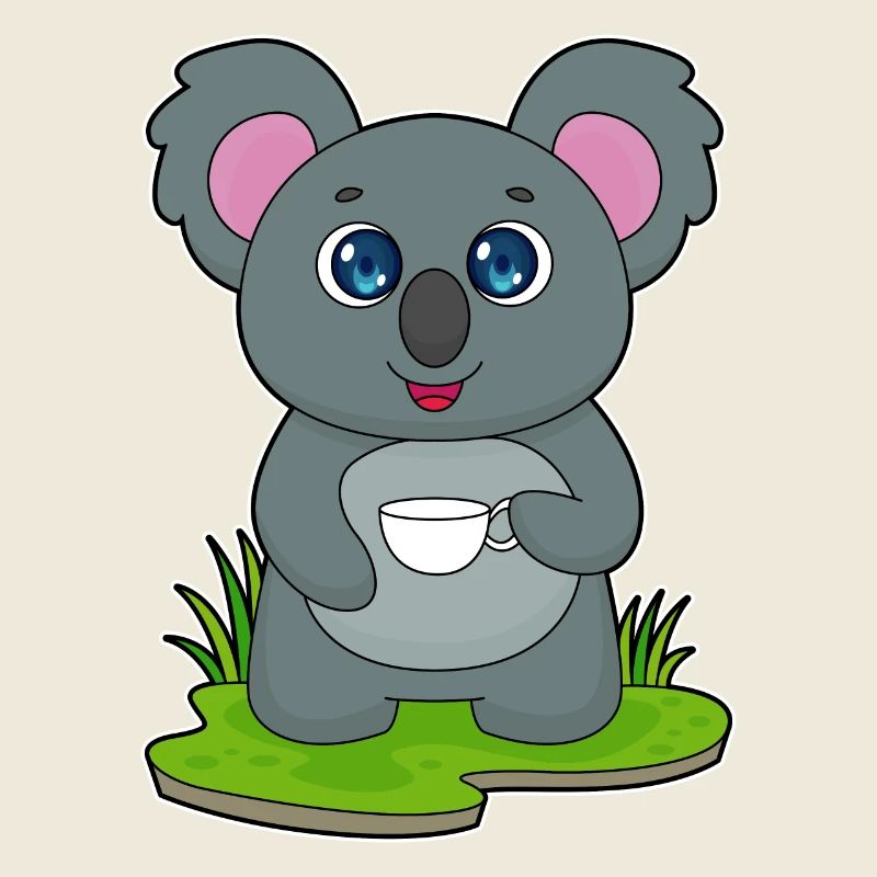 Koala mit Kaffeetasse