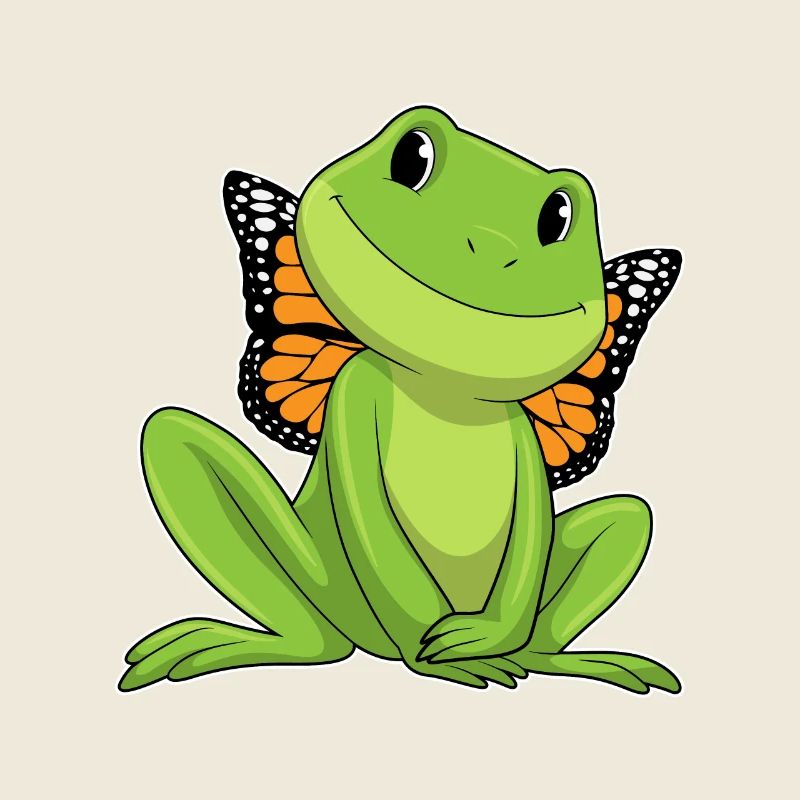 Frosch mit Schmetterling