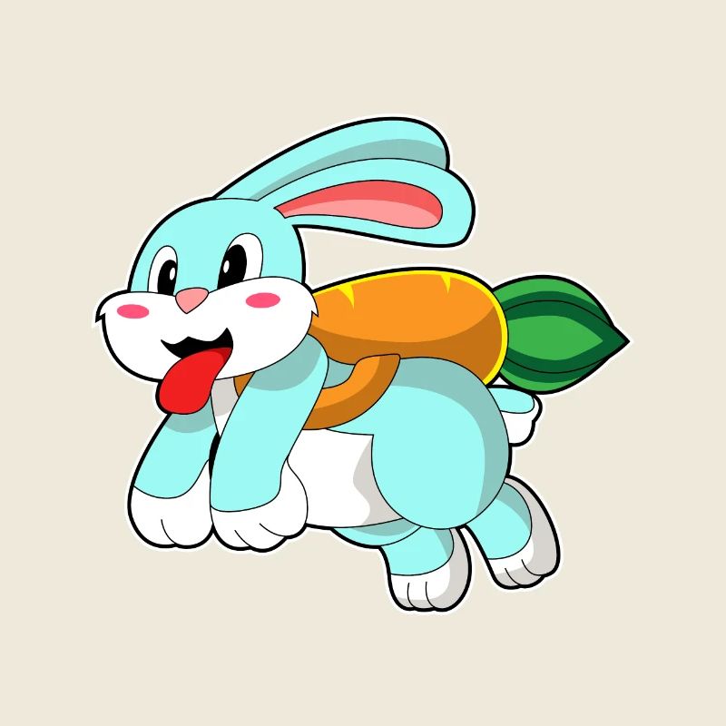 Hase mit Karotte als Rakete