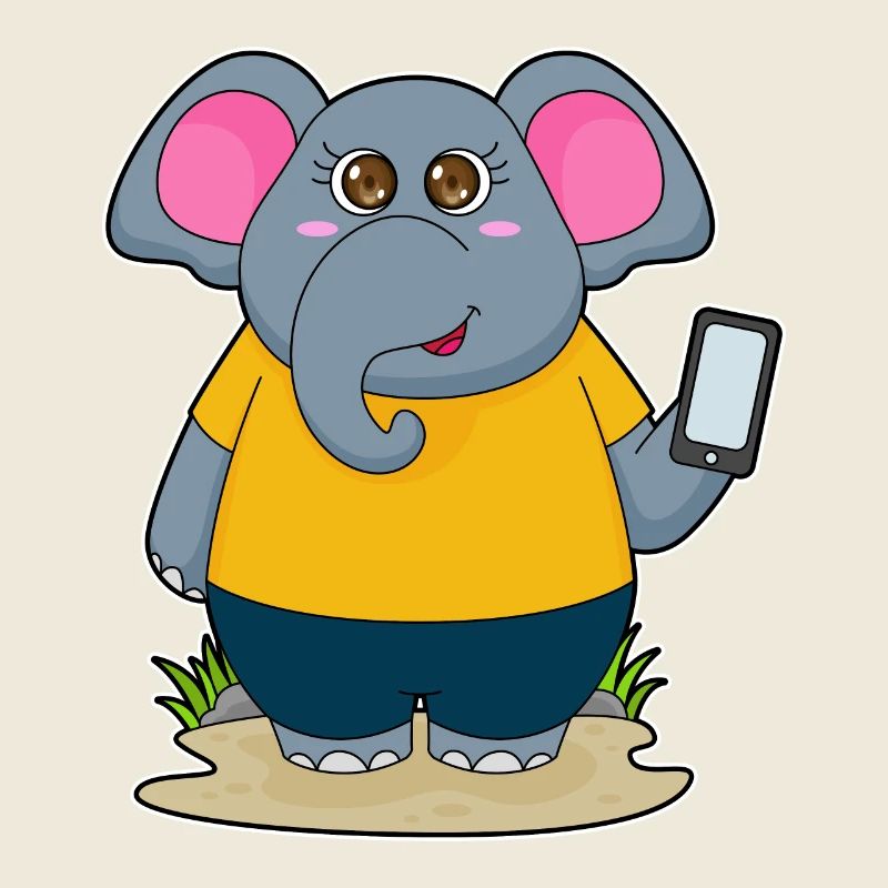 Elephant with mobile phone