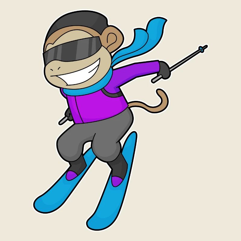 Affe Skifahrer Ski