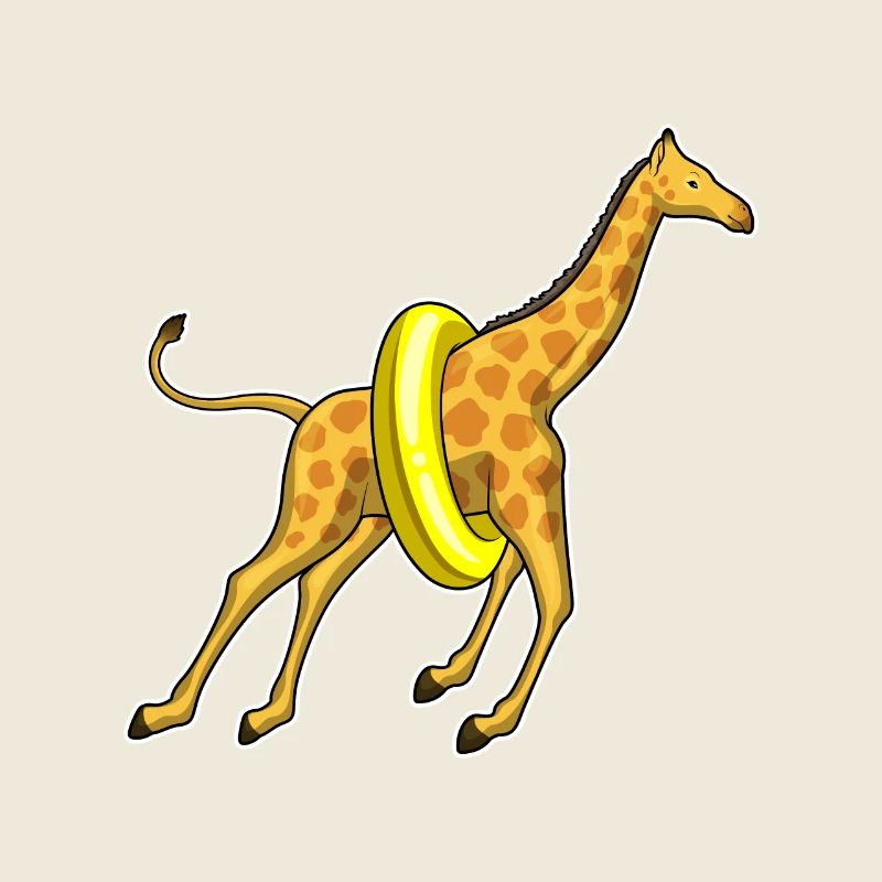 Giraffe Schwimmen Rettungsring