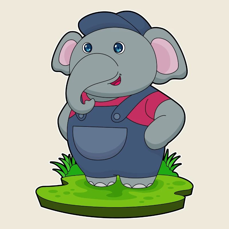 Elefant Handwerker Blaumann