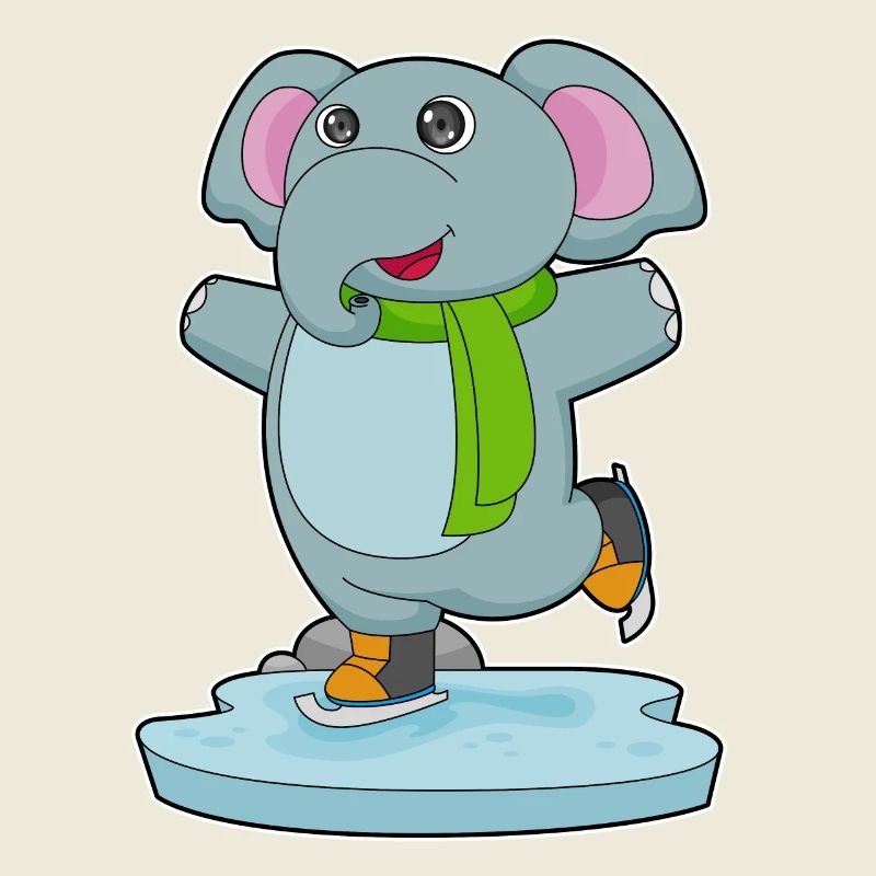 Elefant Eislaufen Schlittschuhe