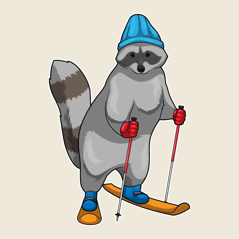 Raccoon Skier Ski