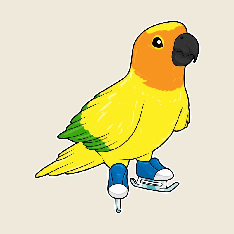 Perroquet patins à glace