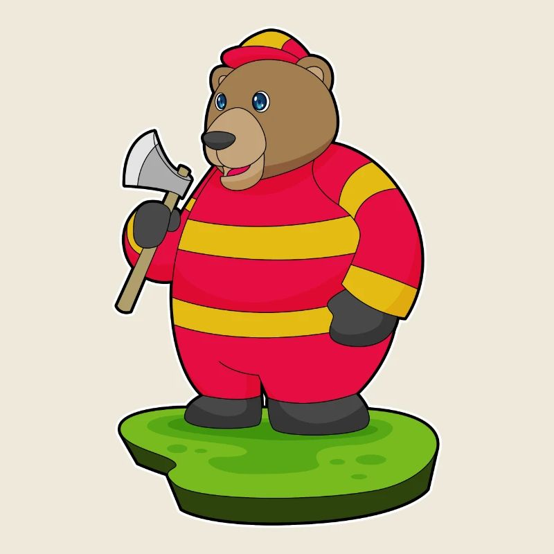 Bär Feuerwehrmann Axt