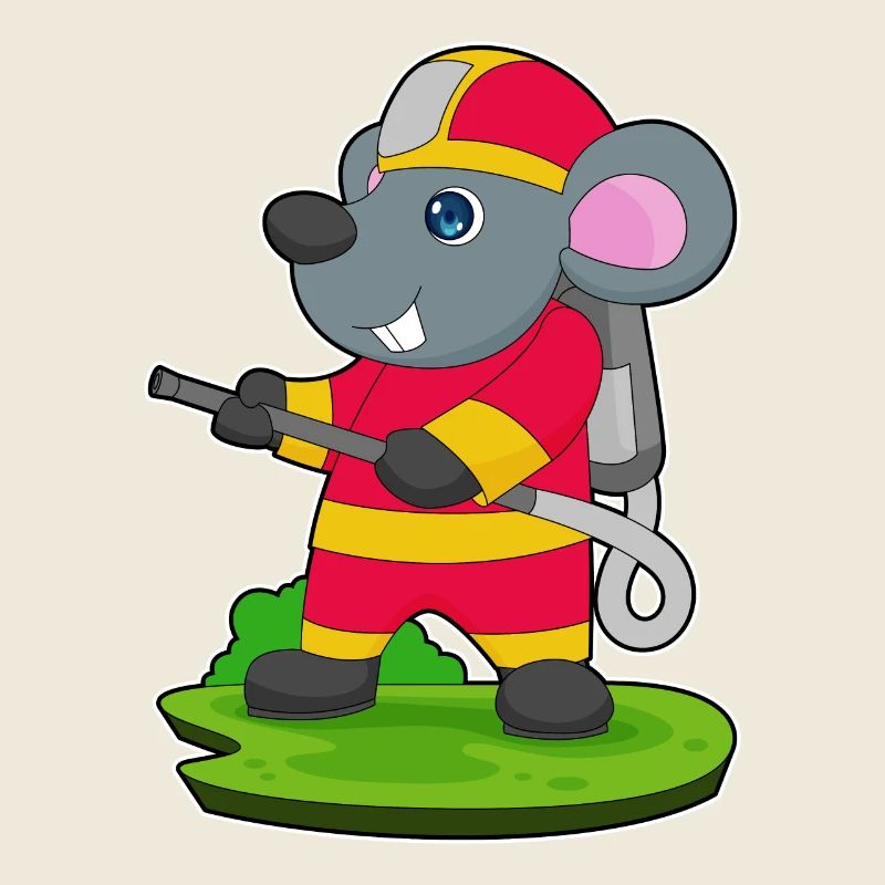 Mouse Firefighter Fire Hose