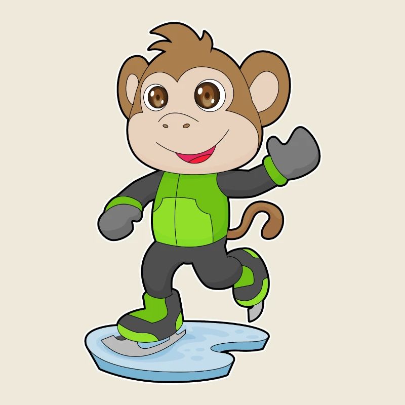 Affe Eislaufen Schlittschuhe