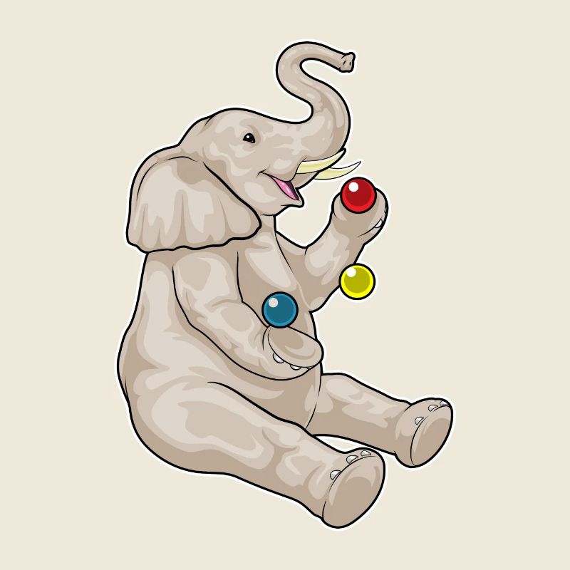 Elephant juggler juggling