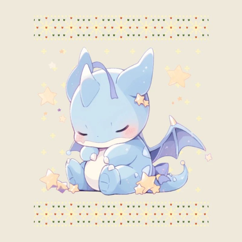 Dragon kawaii dans le style pull de Noël moche