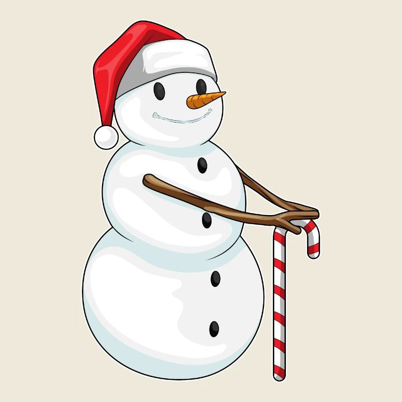 Snowman Christmas Candy Cane