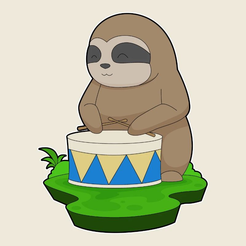 Sloth Musician Drum Music