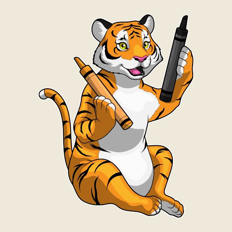 Tiger Schüler Buntstift Schule
