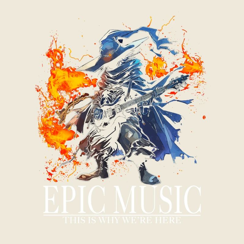 Epic Music Black Mage with E-Guitar and Fire