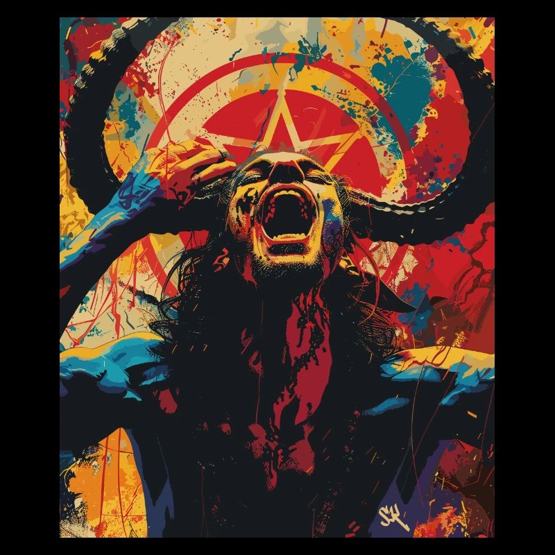 The Devil mit Pentagramm, Totenkopf, Teufel