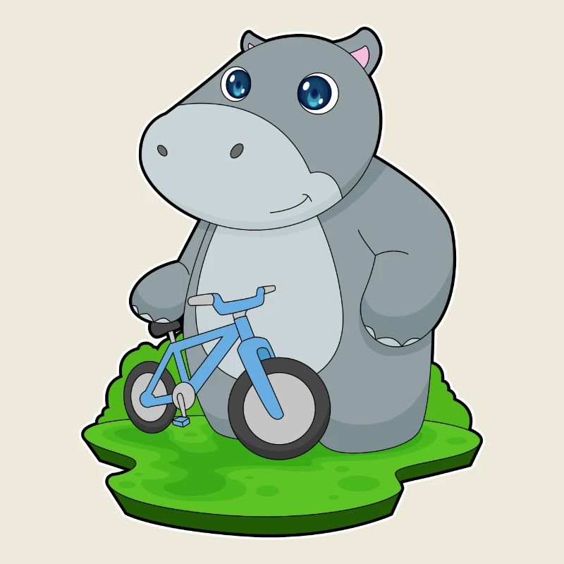 Hippopotame Bicyclette