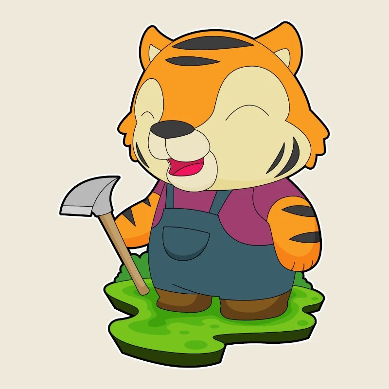 Tiger Bergarbeiter Spitzhacke Bergbau