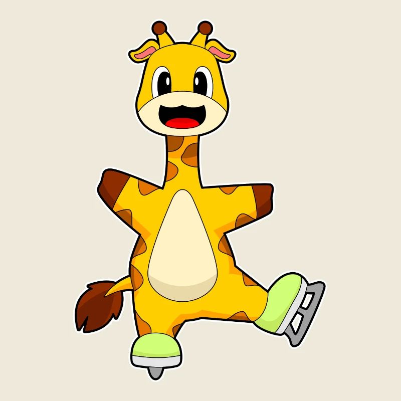 Giraffe Eislaufen Schlittschuhe