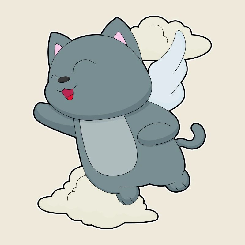 Chat Ange Ailes Nuages