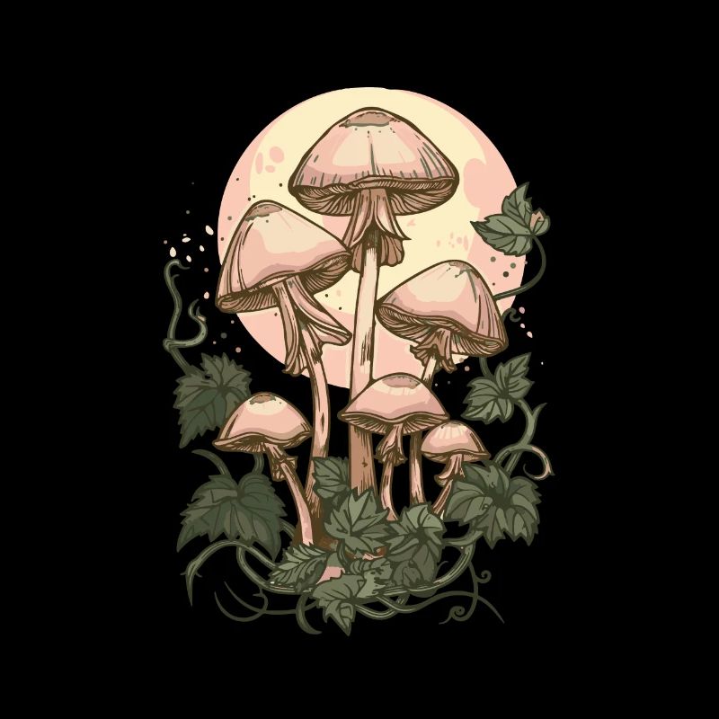 Goblincore Cottagecore Vintage Champignon Phases de Lune