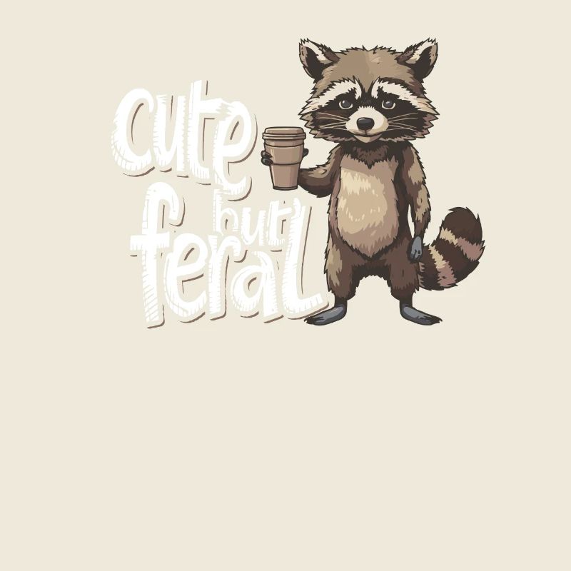Dessin animé Raton laveur mignon mais sauvage buveur de café