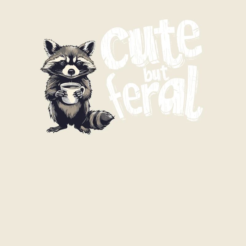 Cute but feral Kaffee Trinker Waschbär Cartoon