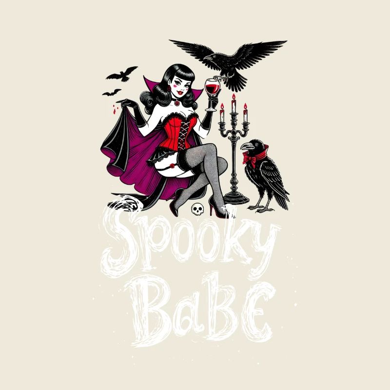 Spooky Babe Vampire Retro Halloween Ladies