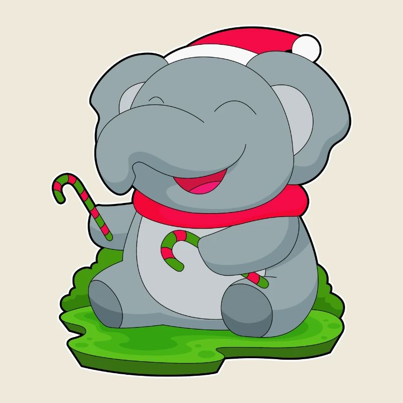 Canne de Noël éléphant