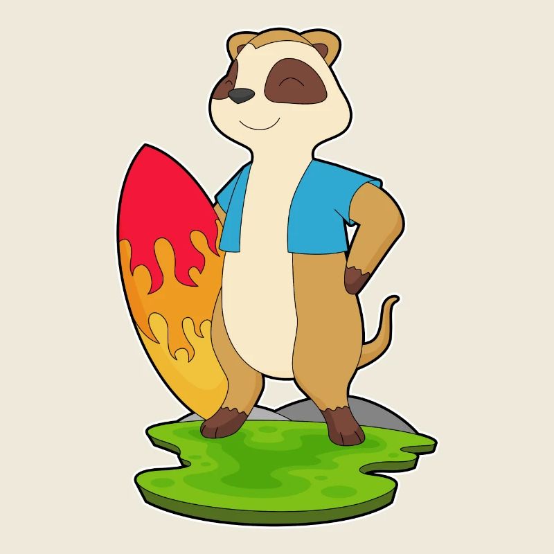 Erdmännchen Surfer Surfbrett