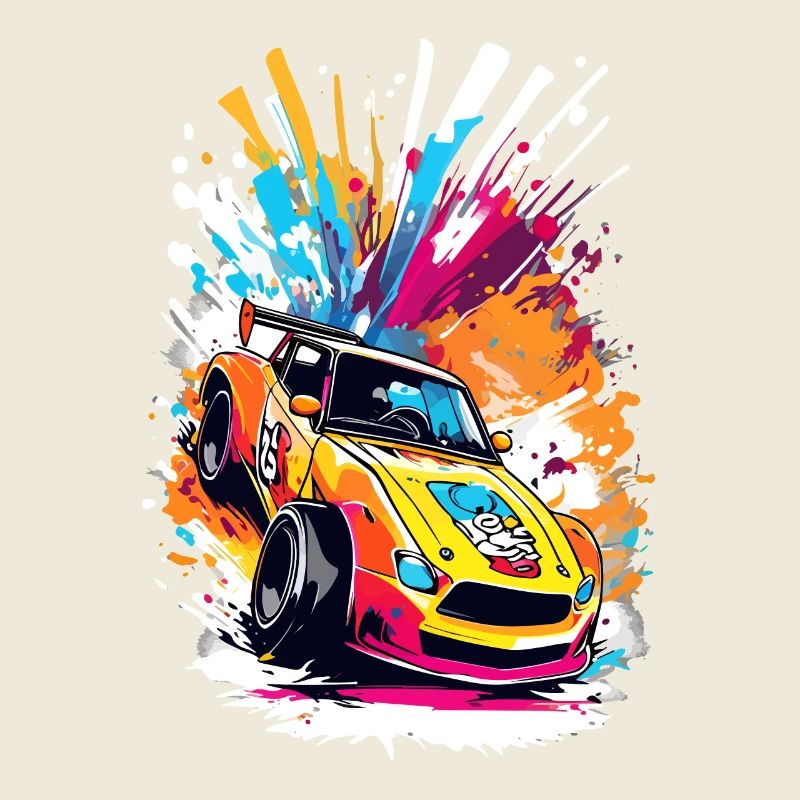 Retro Drift Car - Lebendige Racing Splash Kunst